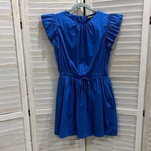 Vibrant Blue Mini Dress with Flutter Sleeves
